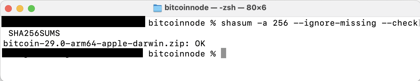 Image showing the results of verifying the SHA256 hash of the downloaded file