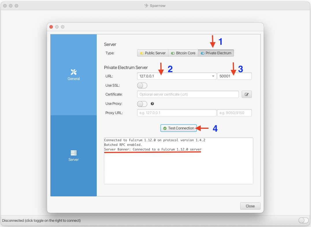Image showing config for Sparrow 