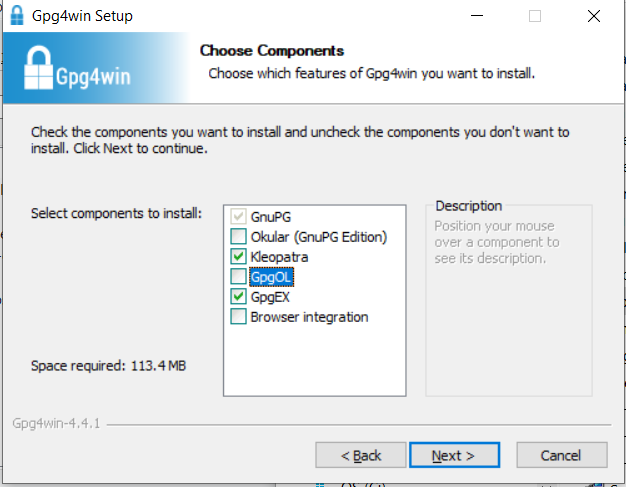 Image showing the installation of Gpg4Win