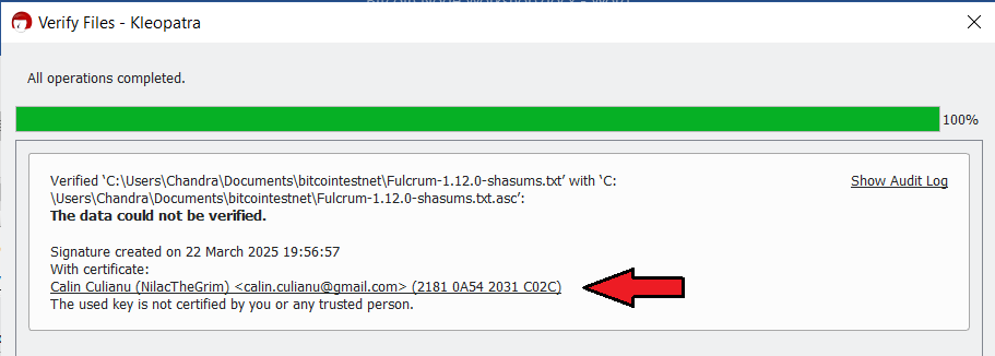Image showing verification of Fulcrum