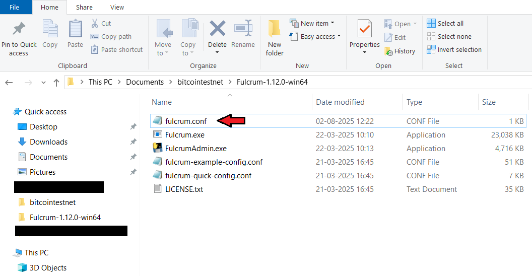 Image showing configuration file creation for Fulcrum